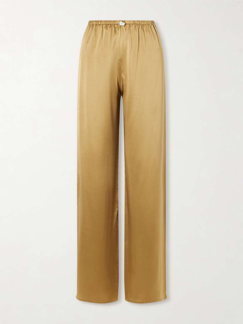 SARA CRISTINA Playa Silk-satin Straight-leg Pants