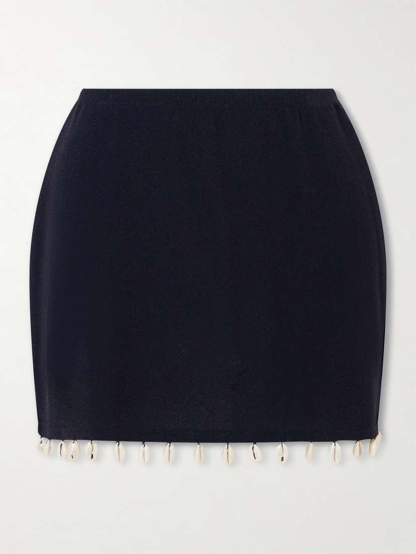 SARA CRISTINA Embellished Jersey Mini Skirt