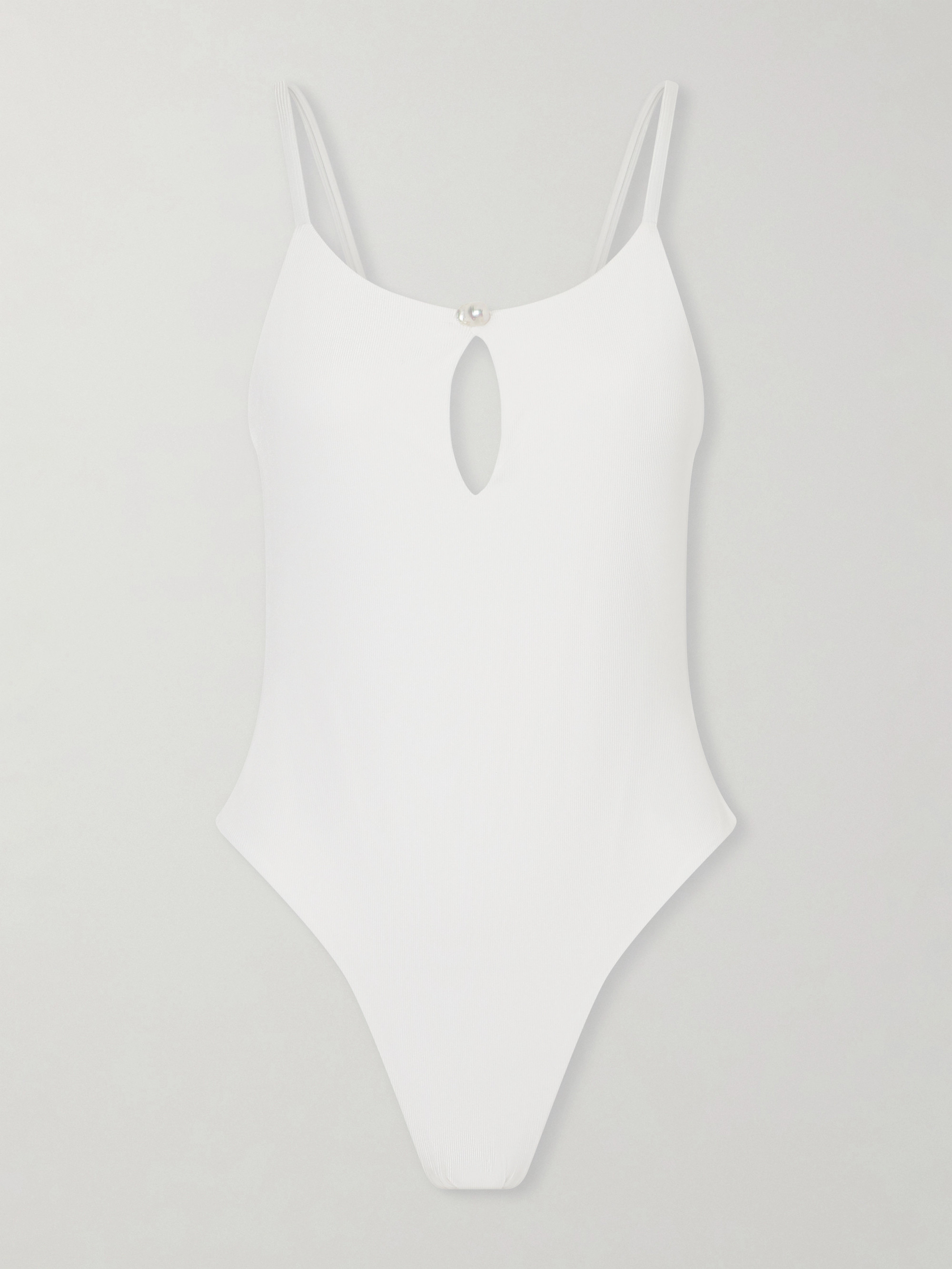 SARA CRISTINA Pearl cutout ribbed swimsuit