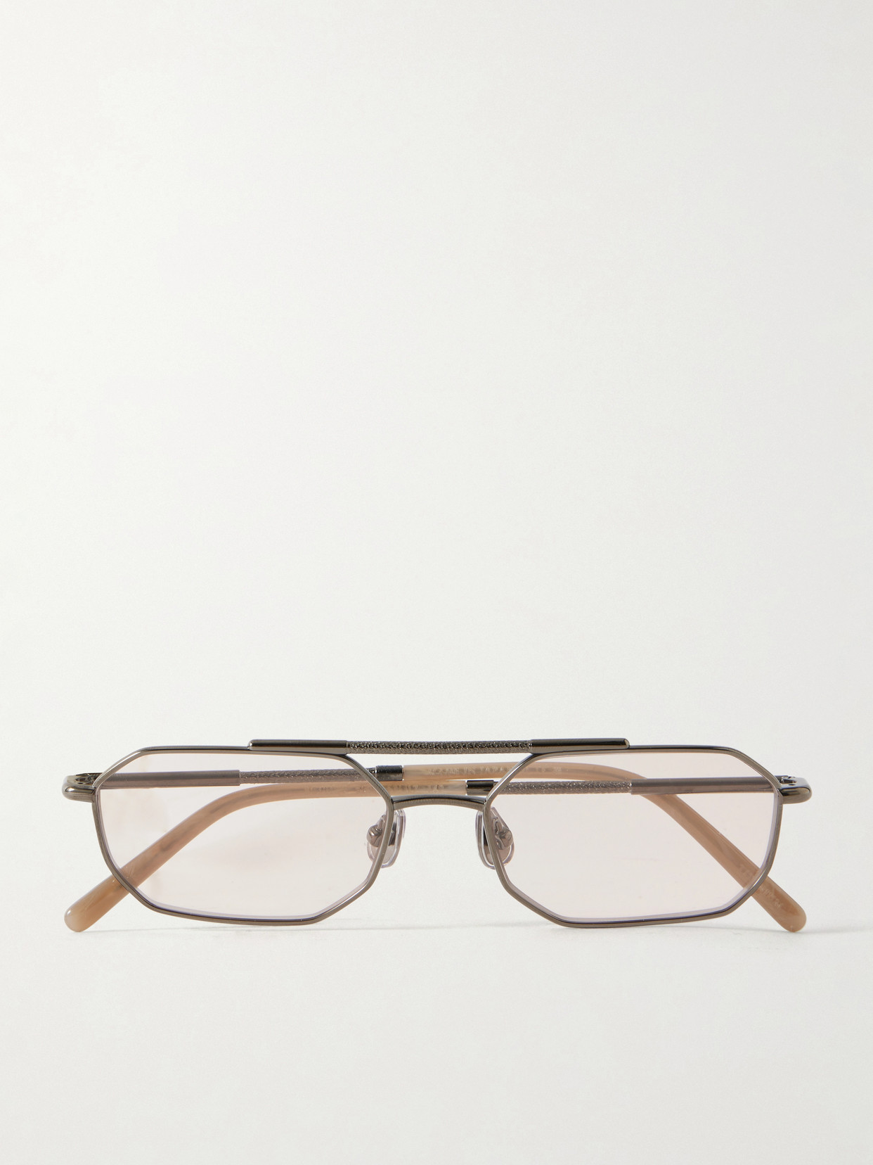 Brunello Cucinelli Aviator Titanium Optical Glasses In Gray