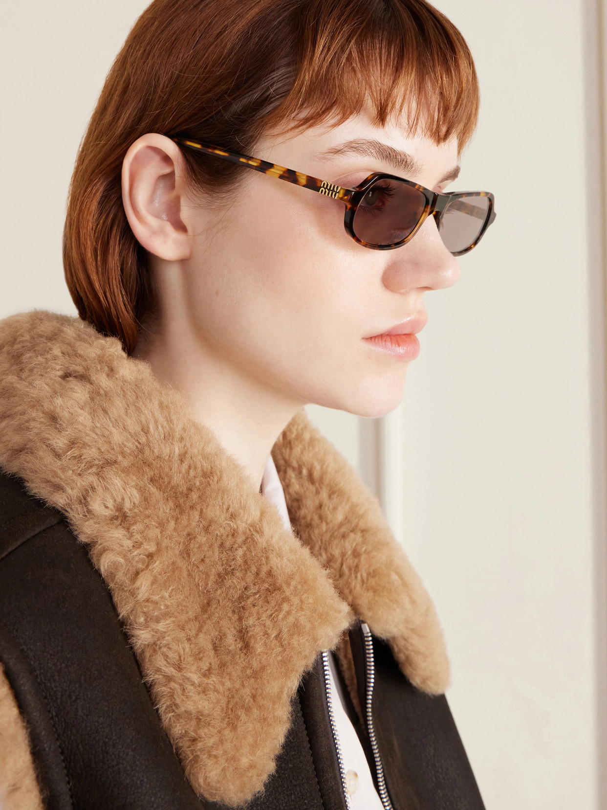 Miu Miu Womens Brown Mu A03s Irregular-frame Tortoise Acetate Sunglasses In Brown