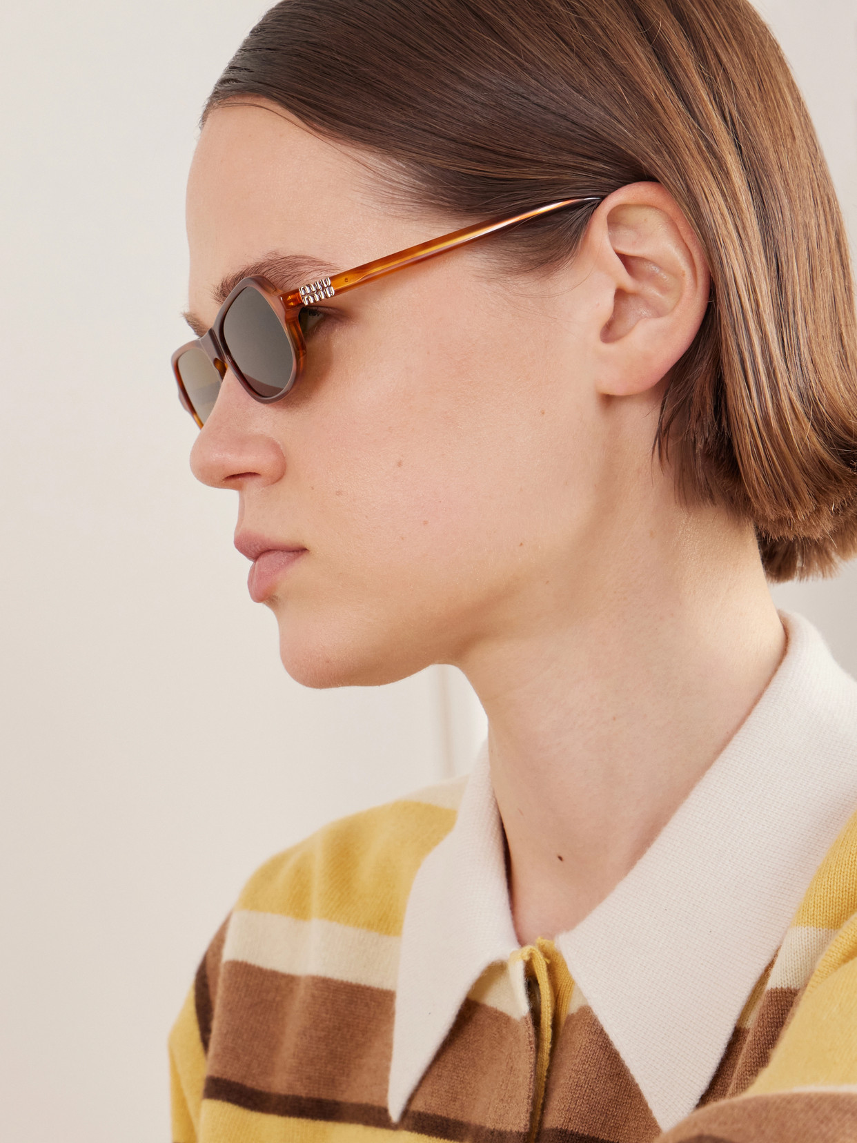Miu Miu 0mu B10su Rectangular Tortoiseshell Sunglasses In Brown