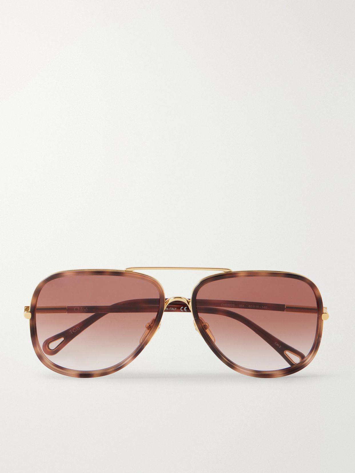 Tubolar aviator-style tortoiseshell acetate sunglasses