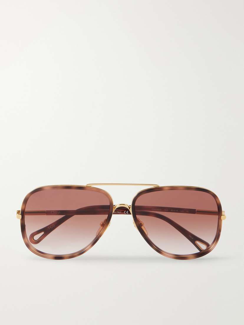 Chloé Tubolar Aviator-style Tortoiseshell Acetate Sunglasses
