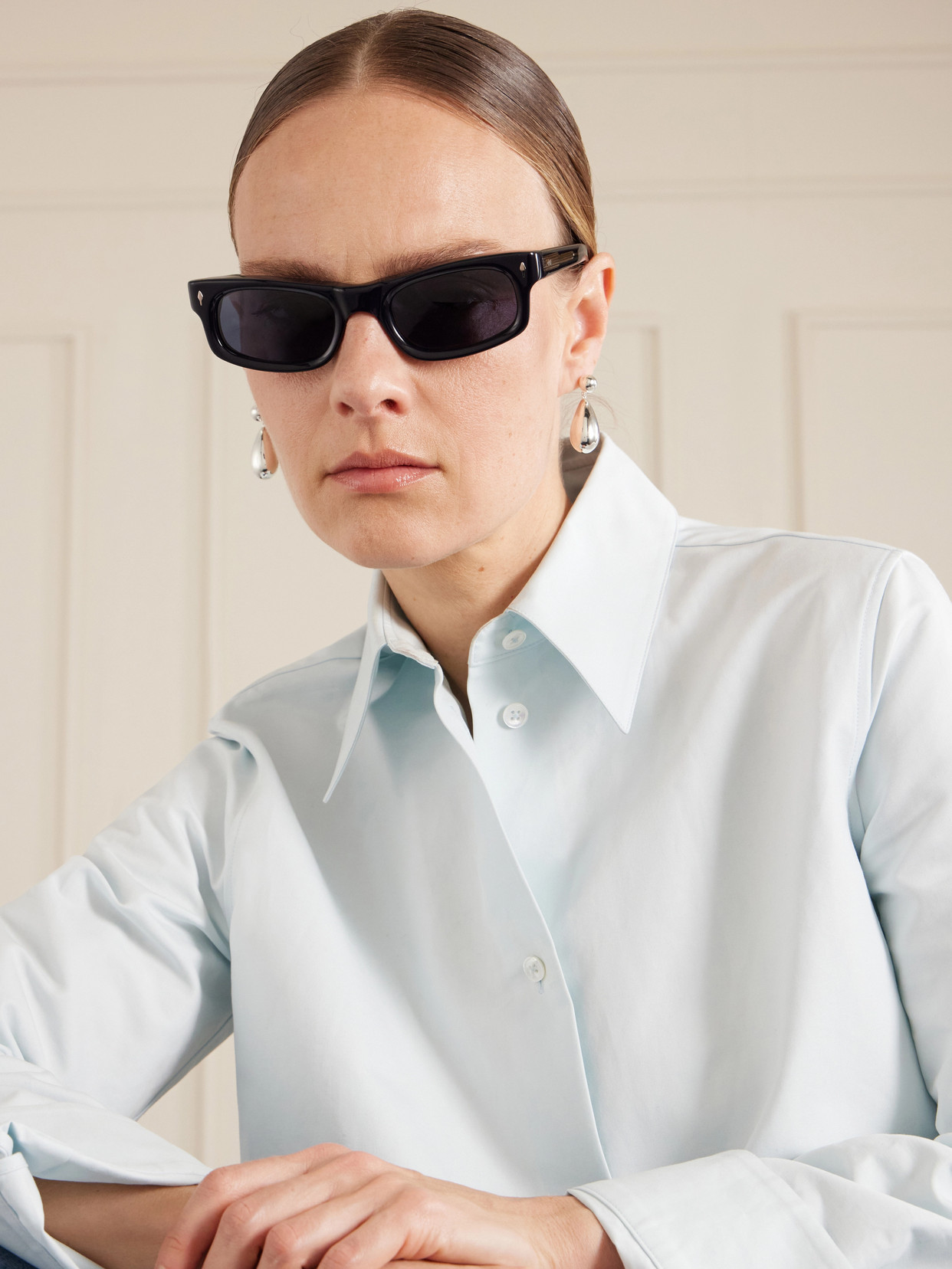 Jacques Marie Mage Initials Rectangular-frame Acetate Sunglasses In Black