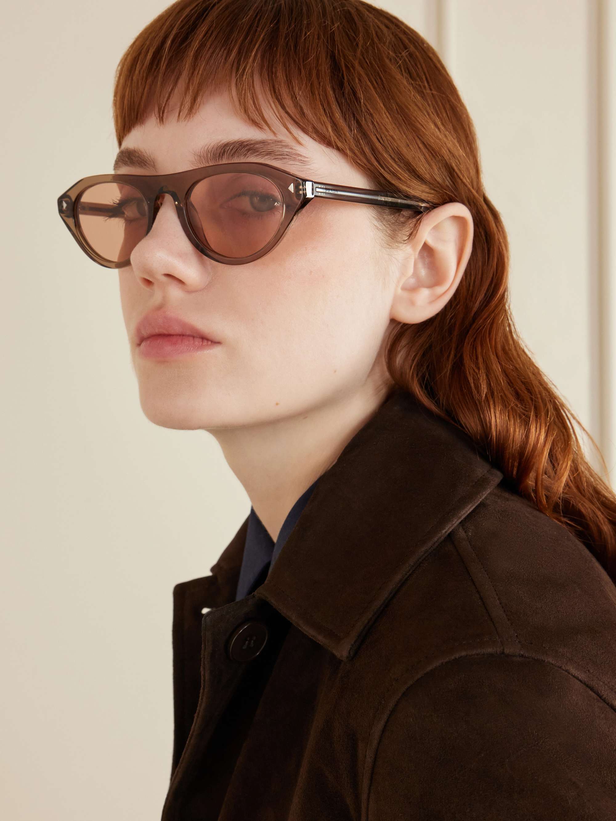 Prada Sunglasses Dark Brown Eyewear Prada SPR19ZS Cat Eye Sunglasses | Fashion Eyewear US main image 4