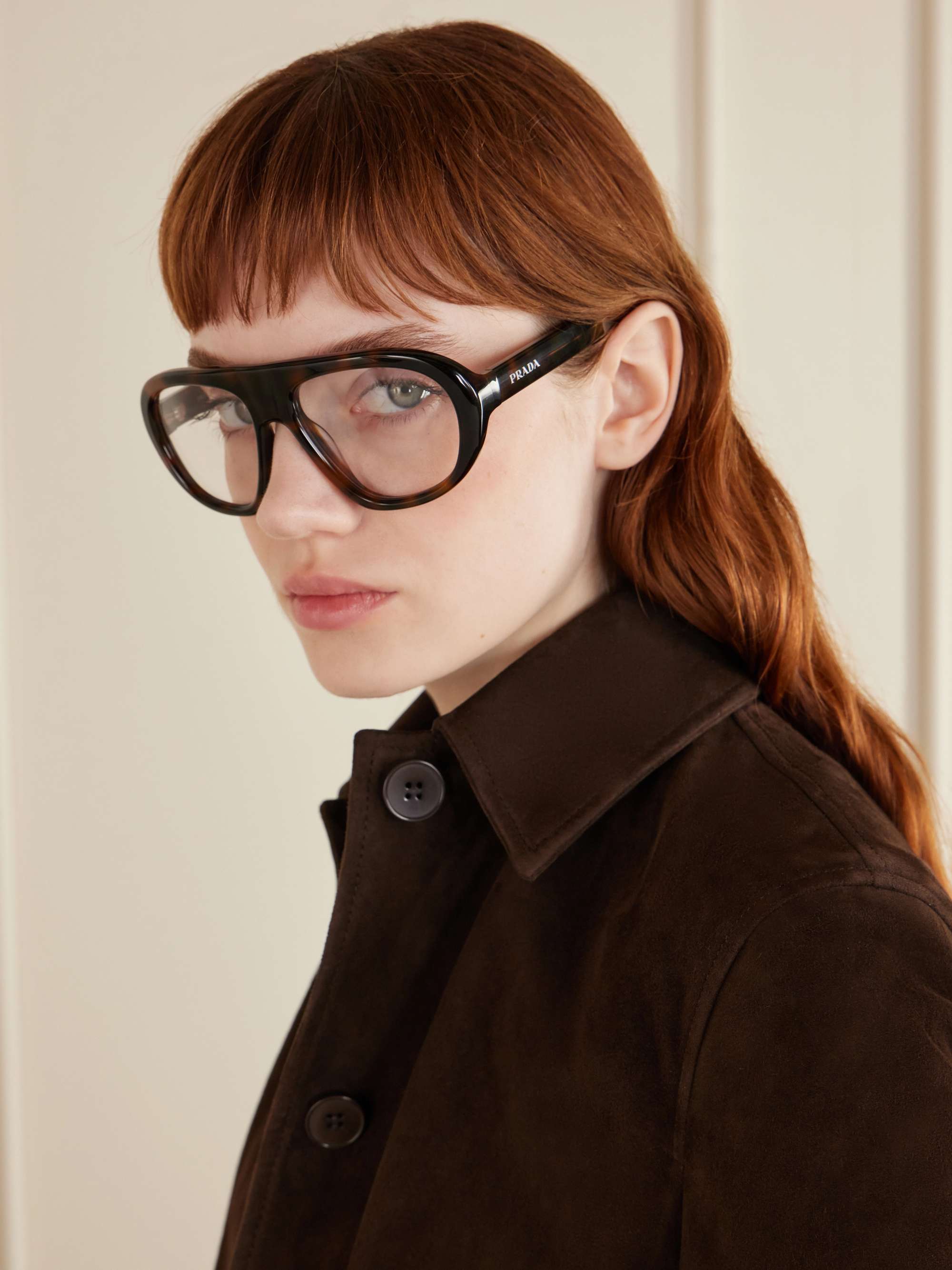 PRADA EYEWEAR Aviator-style tortoiseshell acetate optical glasses