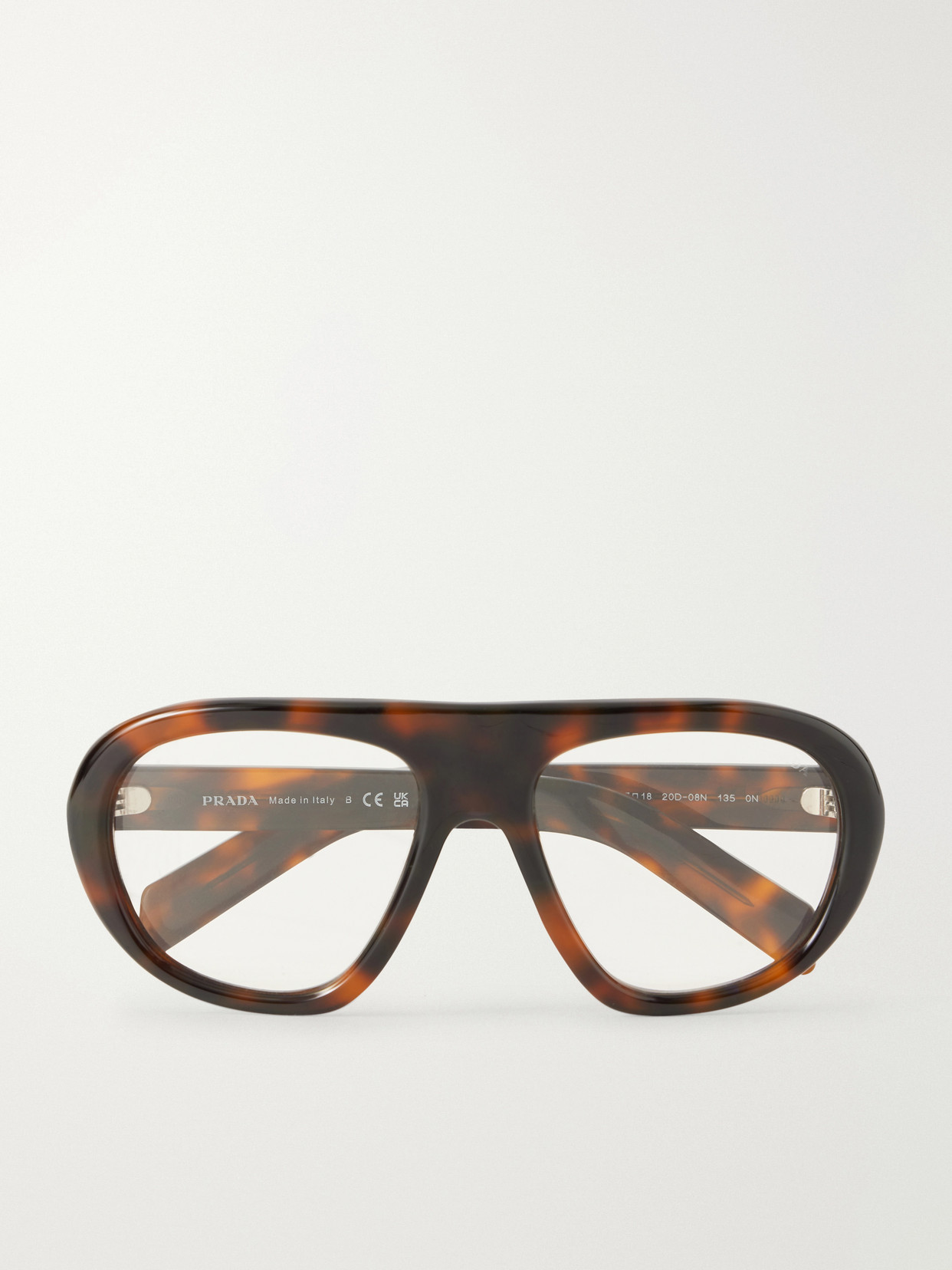 Prada Aviator-style Tortoiseshell Acetate Optical Glasses In Brown