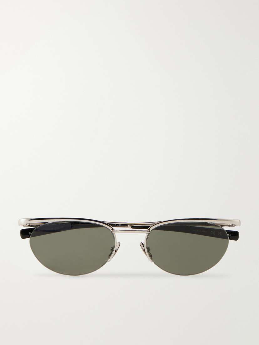 Saint Laurent Eyewear Oval-frame Silver-tone Sunglasses