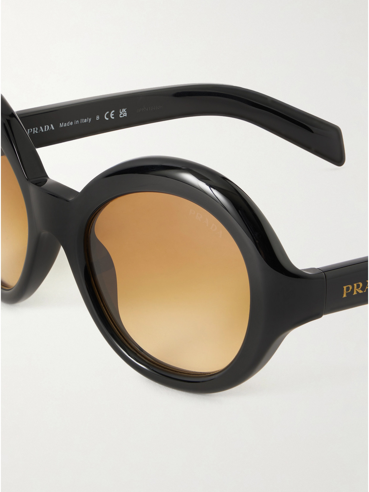 Prada Round-frame Acetate Sunglasses In Black