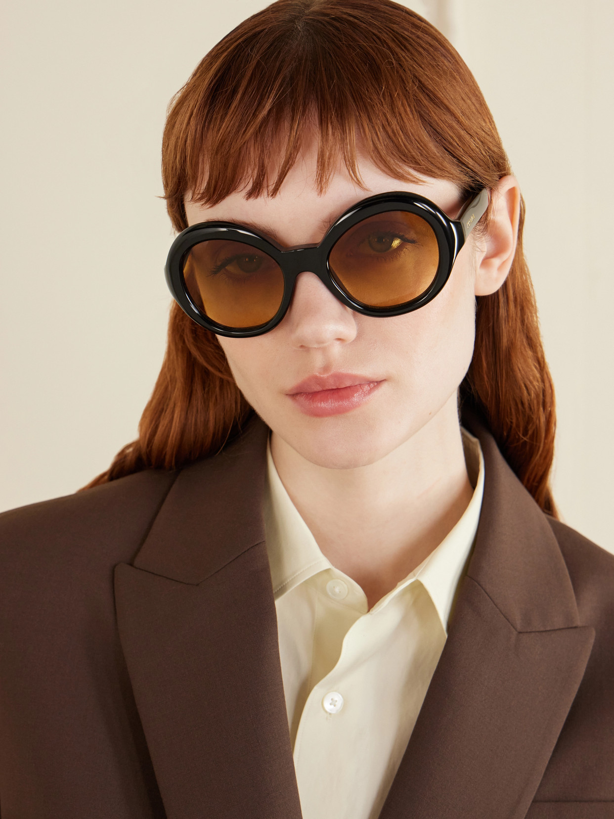 Prada Round-frame Acetate Sunglasses In Black