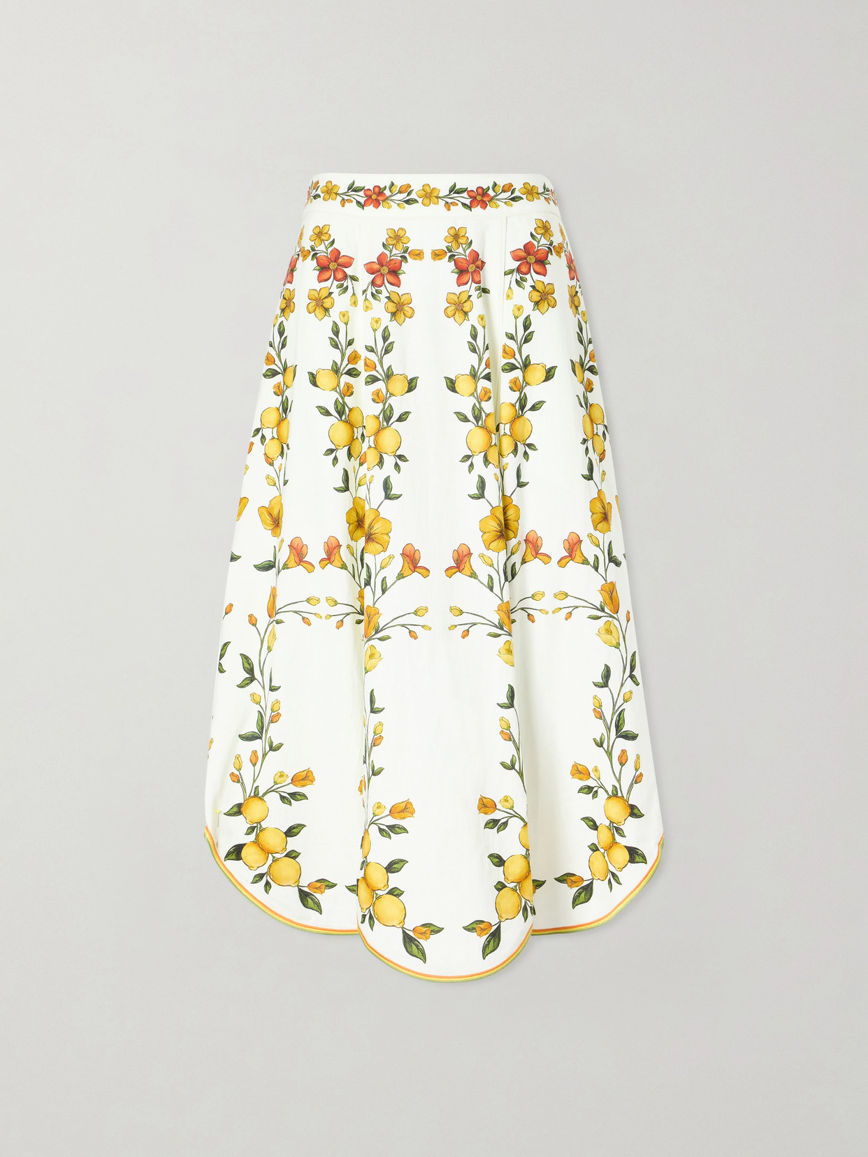 Lemon Bouquet Printed Linen-Blend Midi