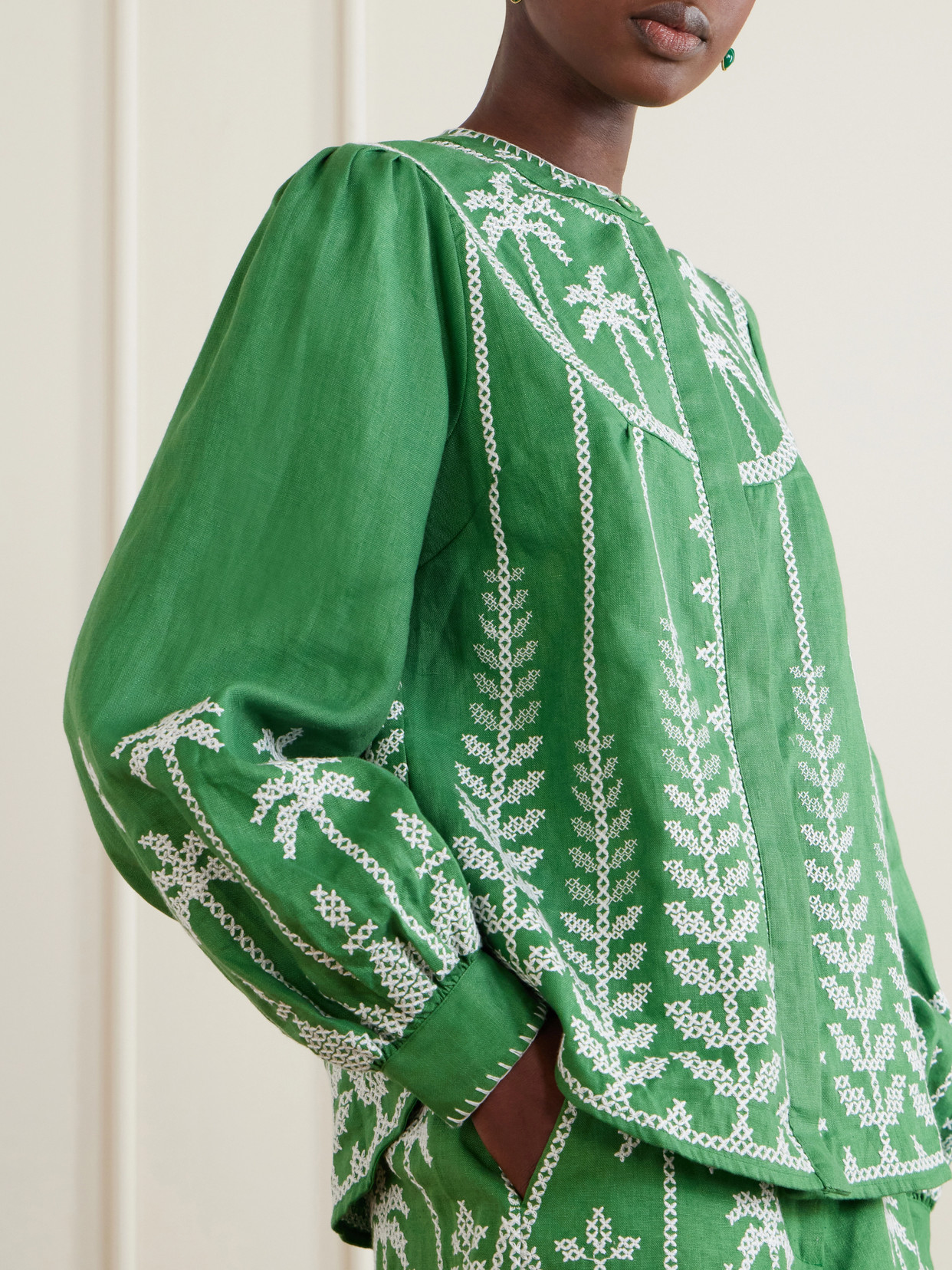 Embroidered Linen Blouse