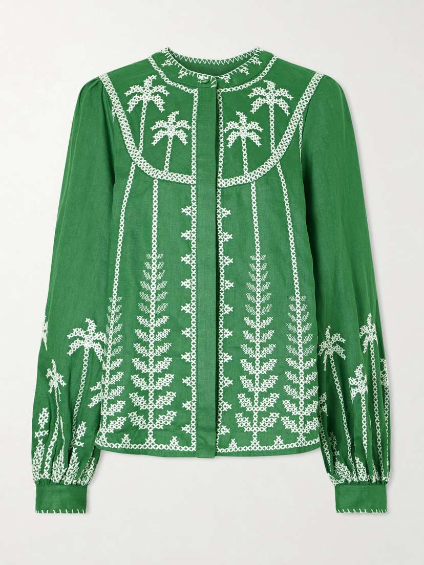 Farm Rio Embroidered Linen Blouse | Thumbnail 5 Farm Rio Embroidered Linen Blouse | Thumbnail 5