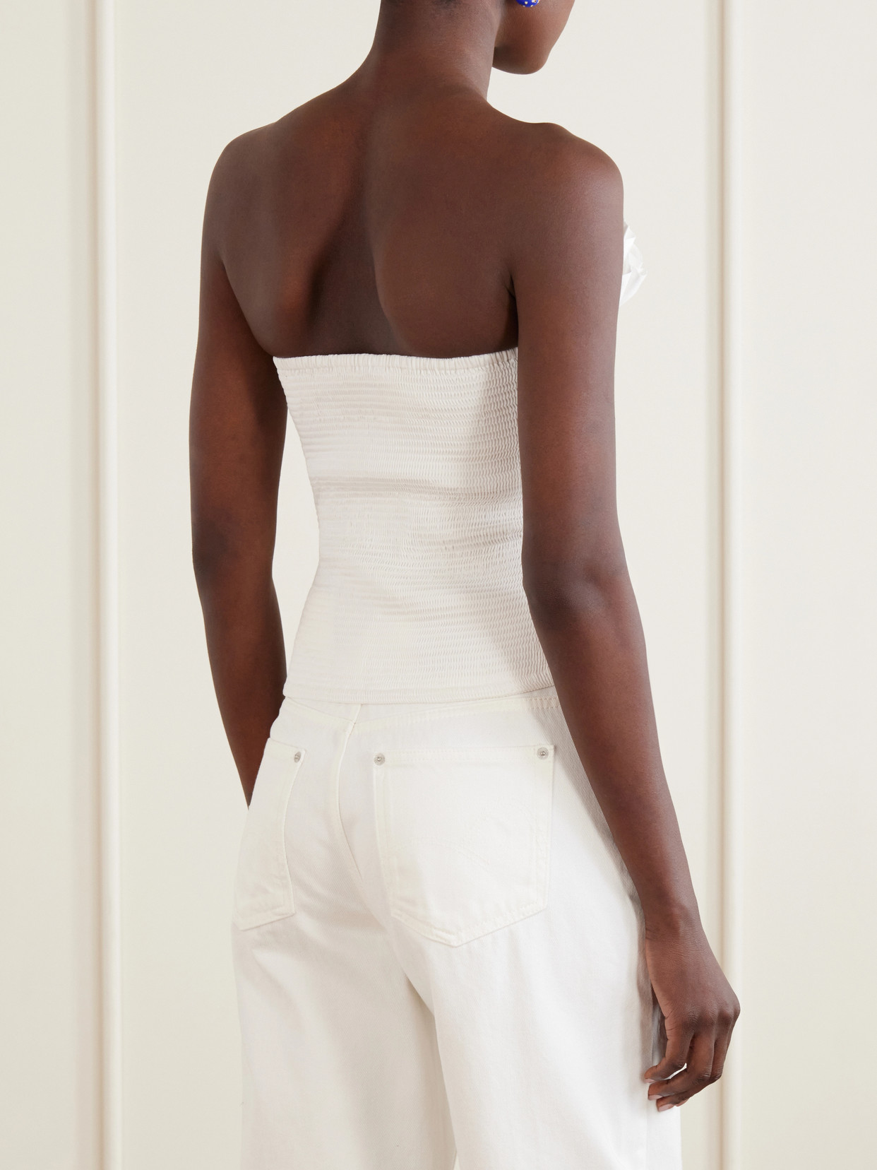 Strapless Ruched Cotton Tank