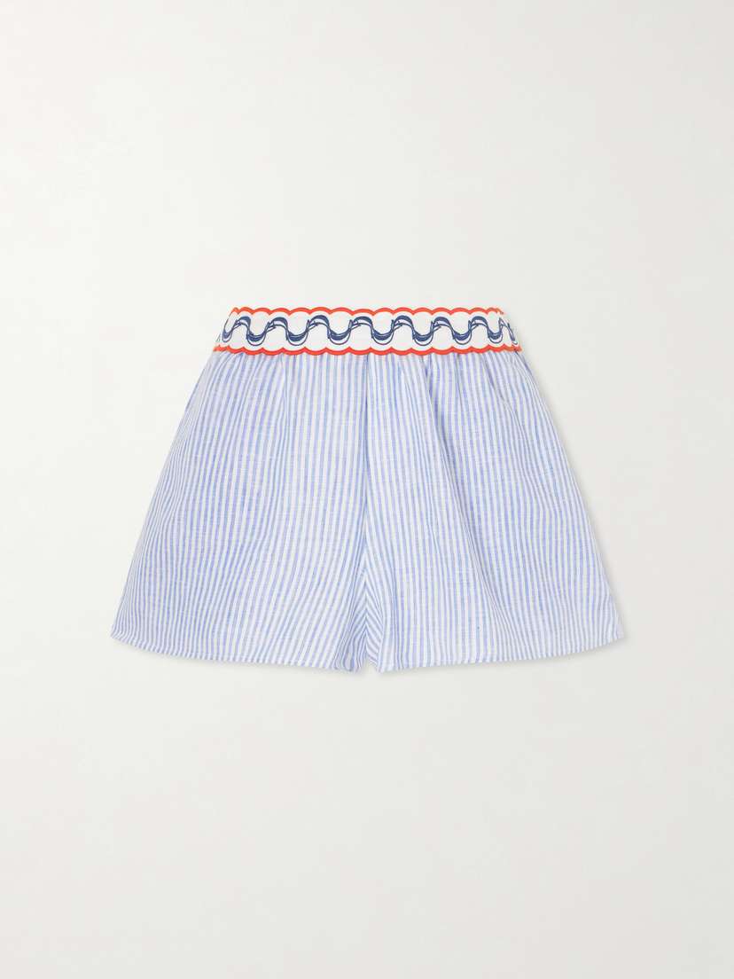 Farm Rio Embroidered Striped Linen Shorts | Thumbnail 6 Farm Rio Embroidered Striped Linen Shorts | Thumbnail 6