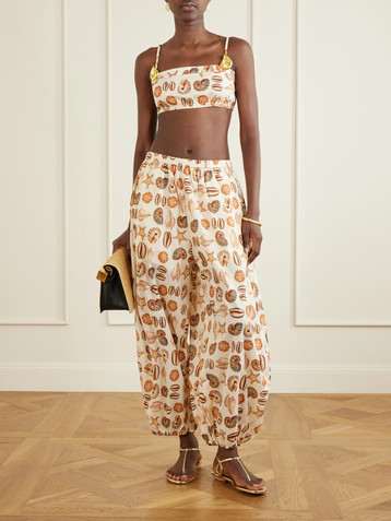 FARM Rio Embellished printed cropped top