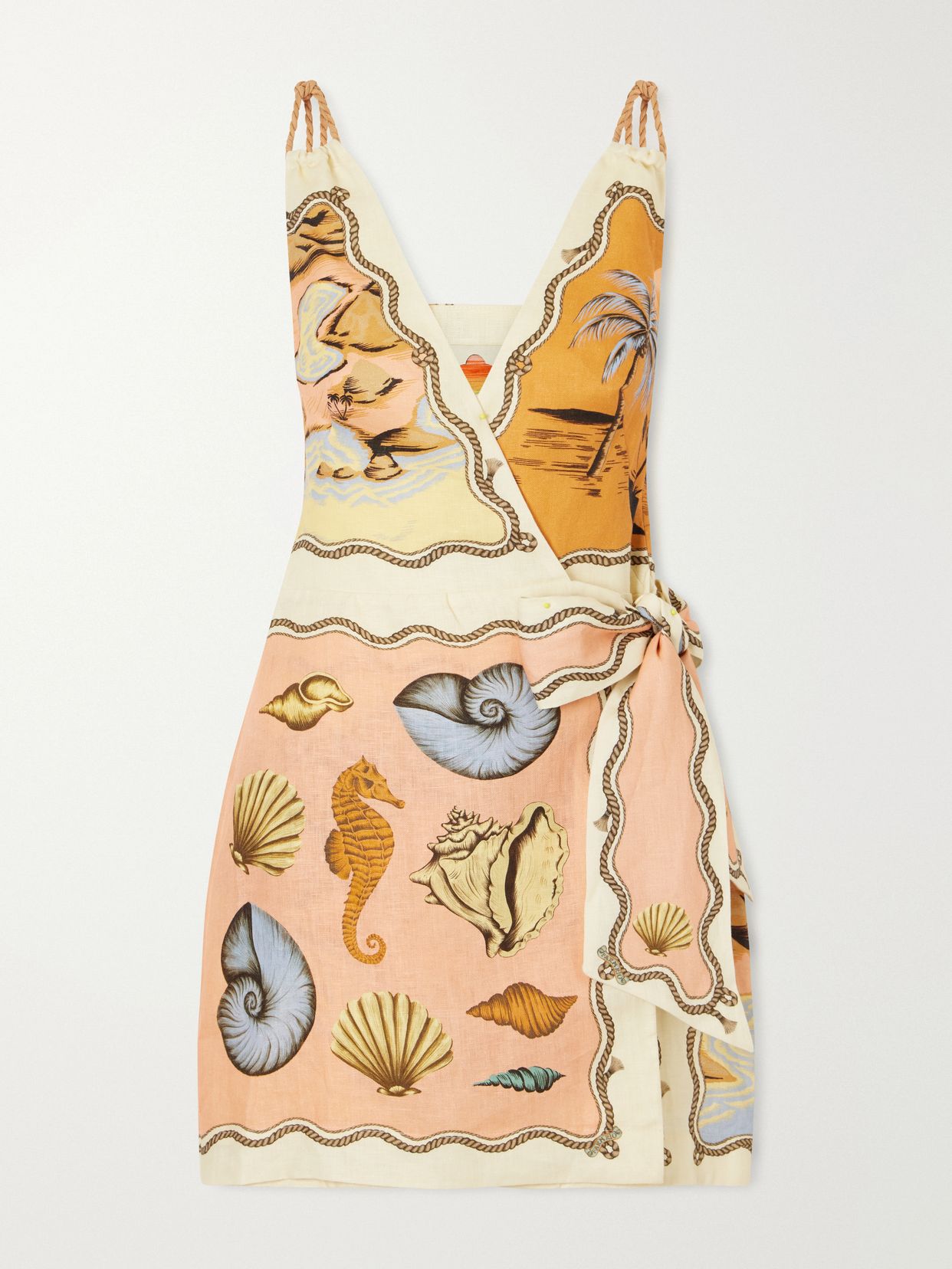 Farm Rio Rio Souvenir printed linen mini dress