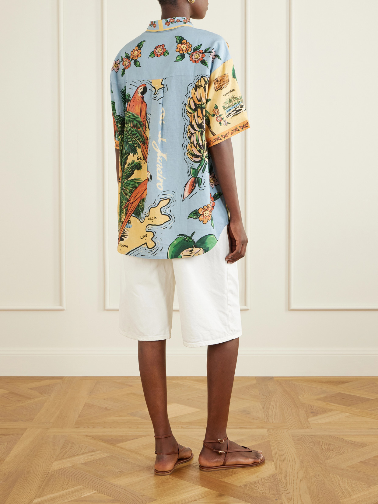 Beaches Path Printed Linen-Blend Shirt