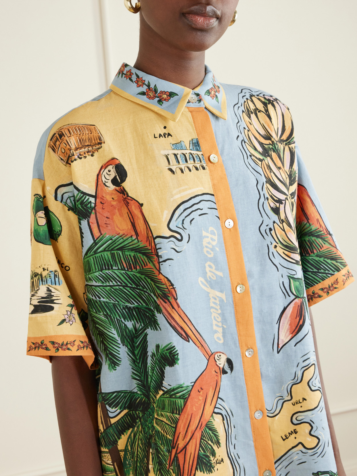Beaches Path Printed Linen-Blend Shirt