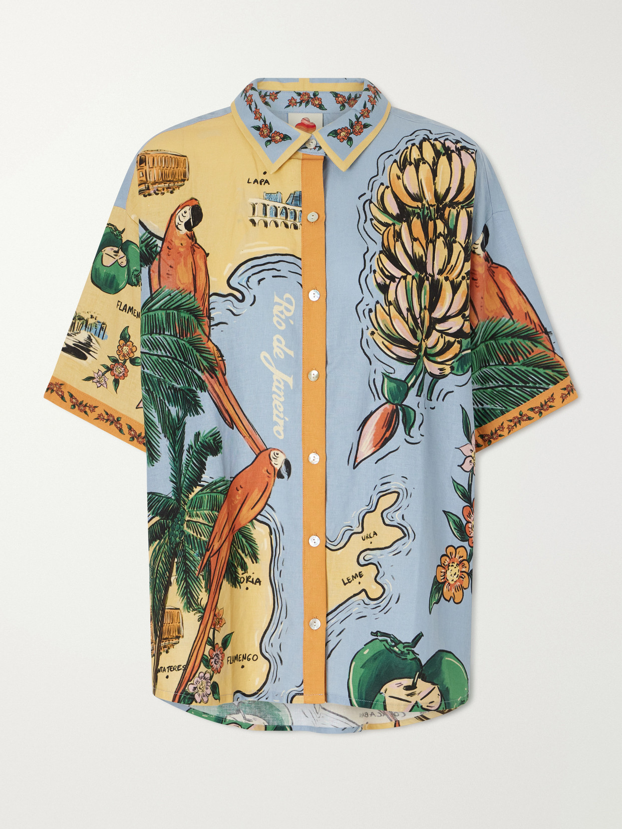 Beaches Path Printed Linen-Blend Shirt