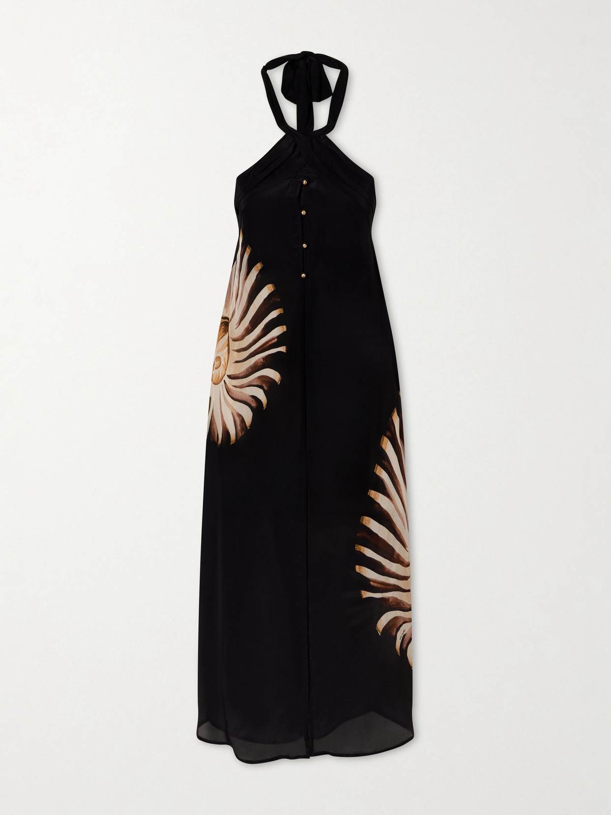 Farm Rio Ammonite Printed Habotai Tunic In Black