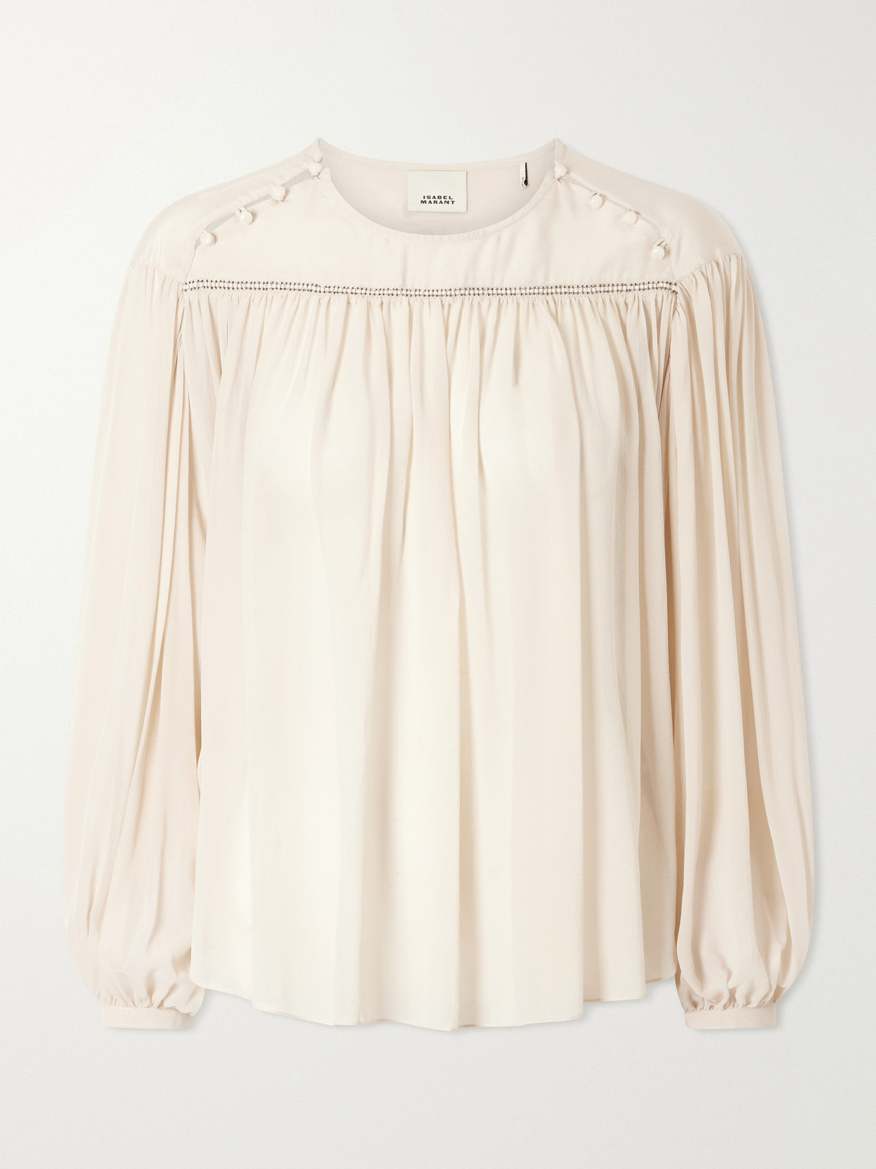 Isabel Marant Nuna Bead-embellished Silk Blouse In Neutrals