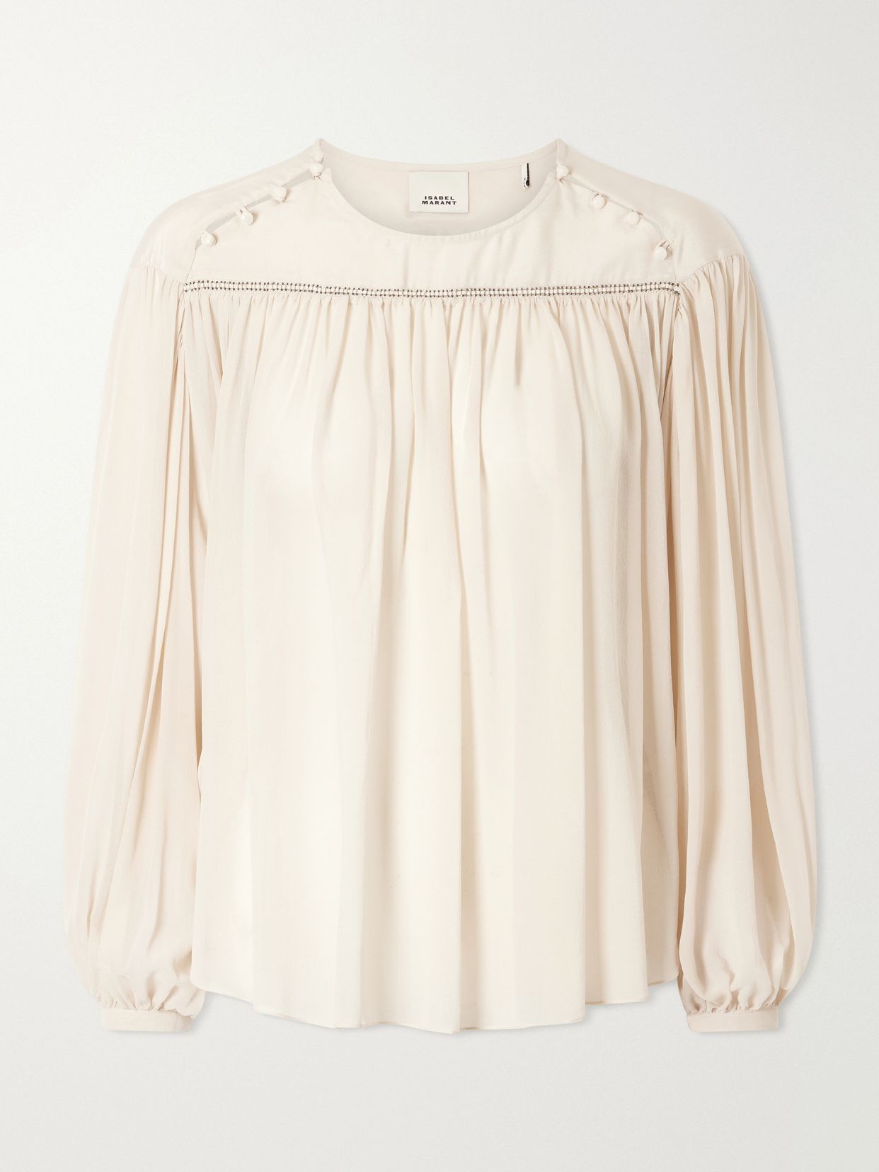 nuna embellished gathered silk blouse