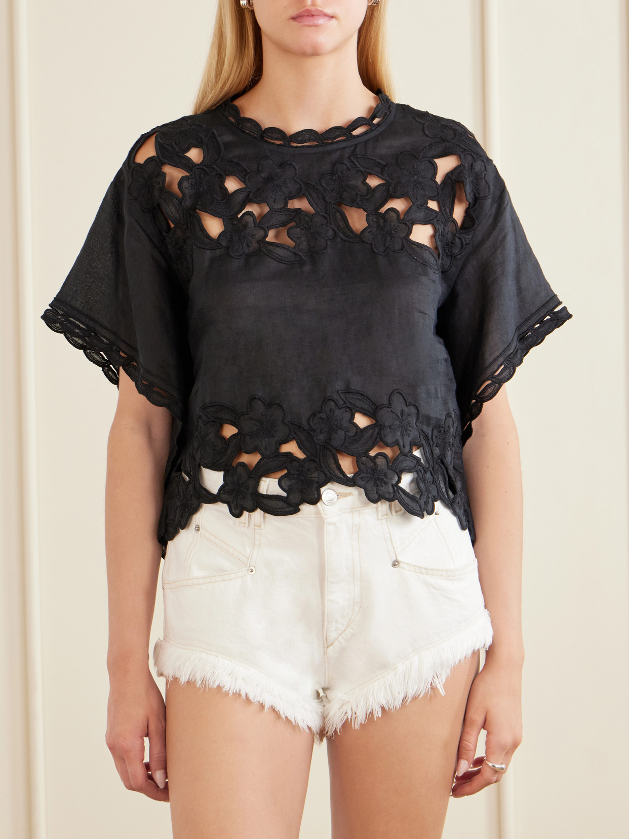 Relda Cut-Out Ramie Blouse