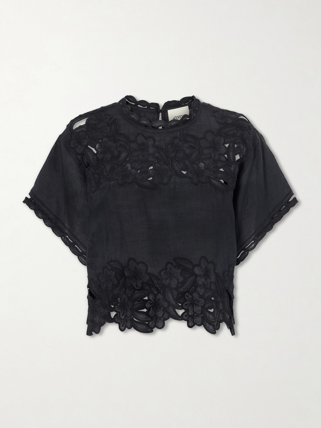 Isabel Marant Relda Cut-out Ramie Blouse In Black