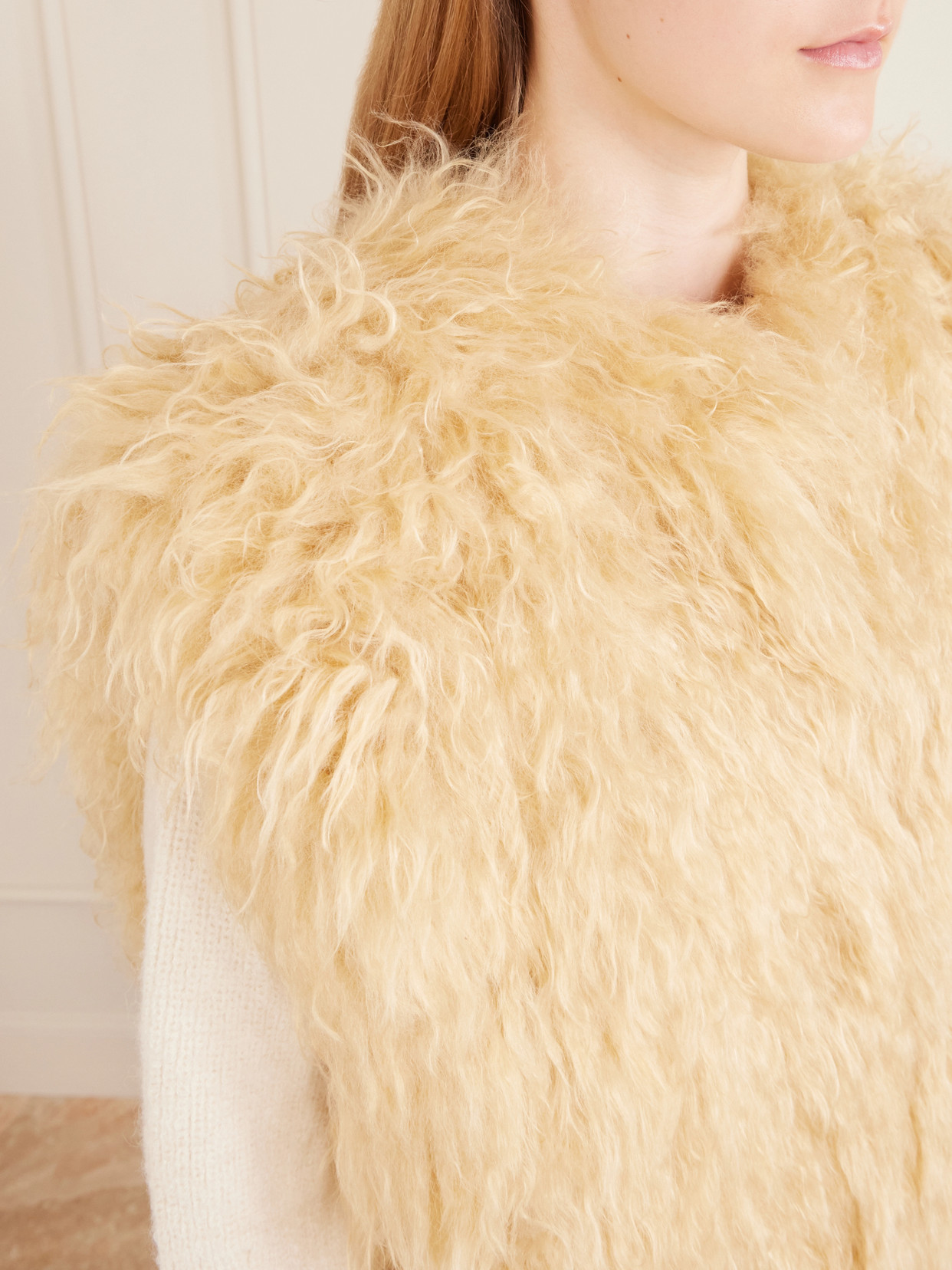 Florana Cropped Shearling Vest