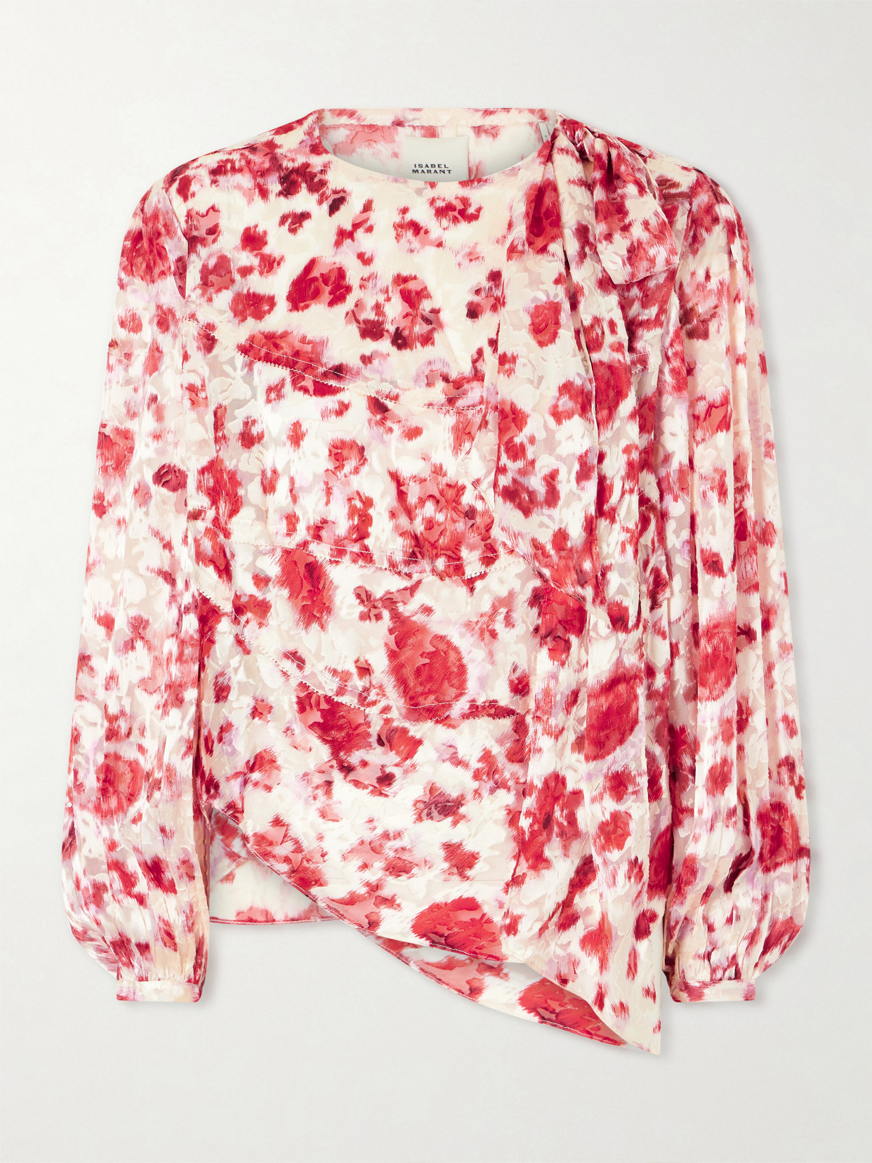 Isabel Marant Firma Floral-print Chiffon Blouse In Red