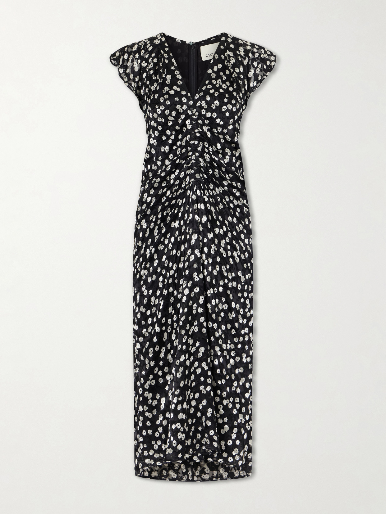 Isabel Marant Lyndsay Floral-print Chiffon Midi Dress In Black