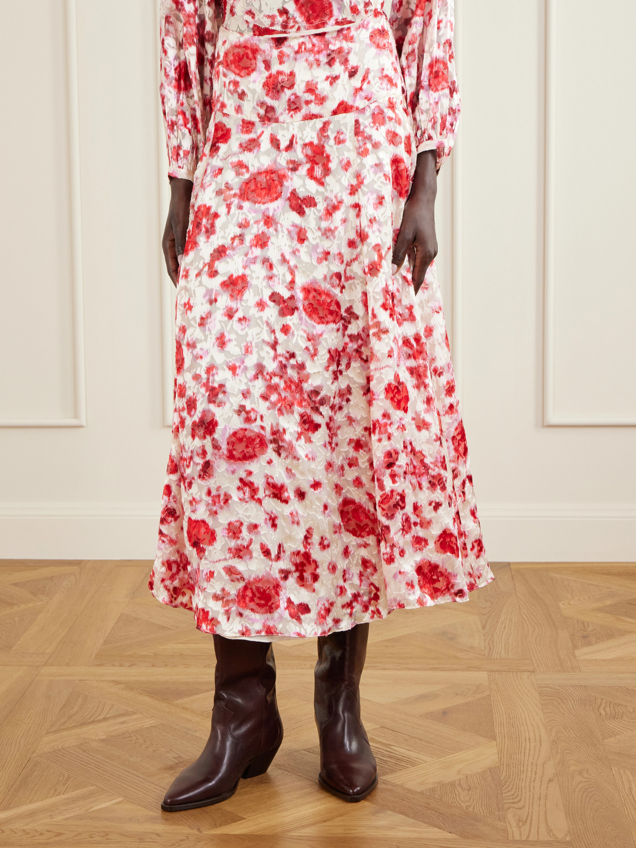 Hilza Floral-Print Chiffon Midi