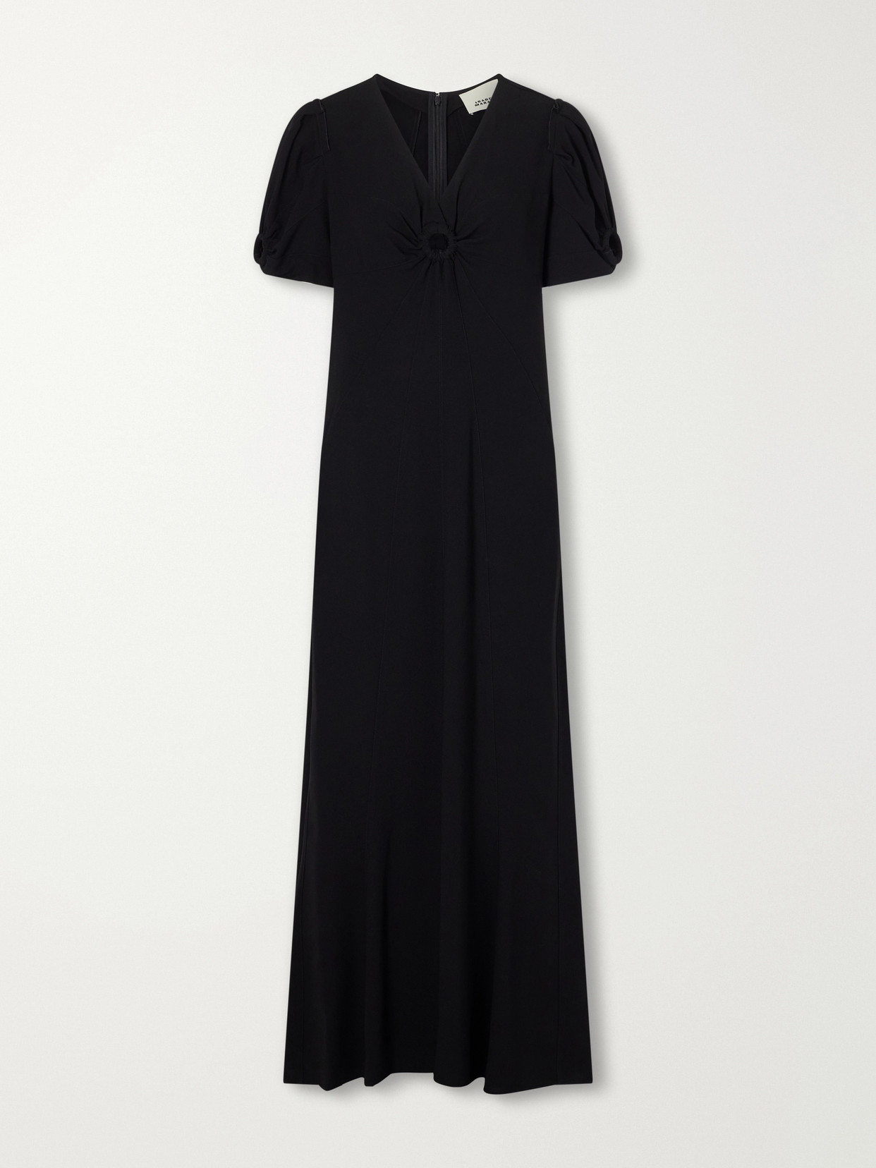 Isabel Marant Surelie Paneled Gathered Crepe Midi Dress In Black