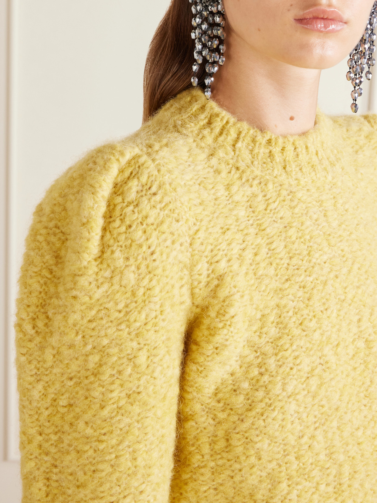Emma Gathered Wool-Blend Bouclé Sweater
