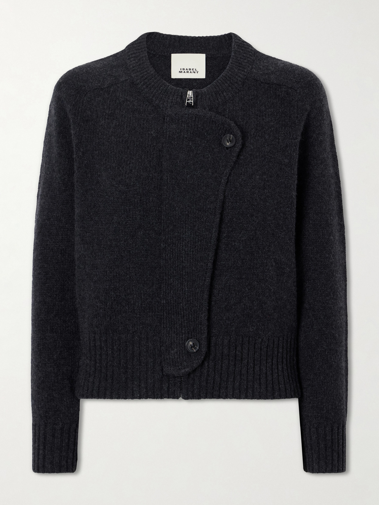 Isabel Marant Murielle Wool And Cashmere-blend Zip-up Cardigan In Gray