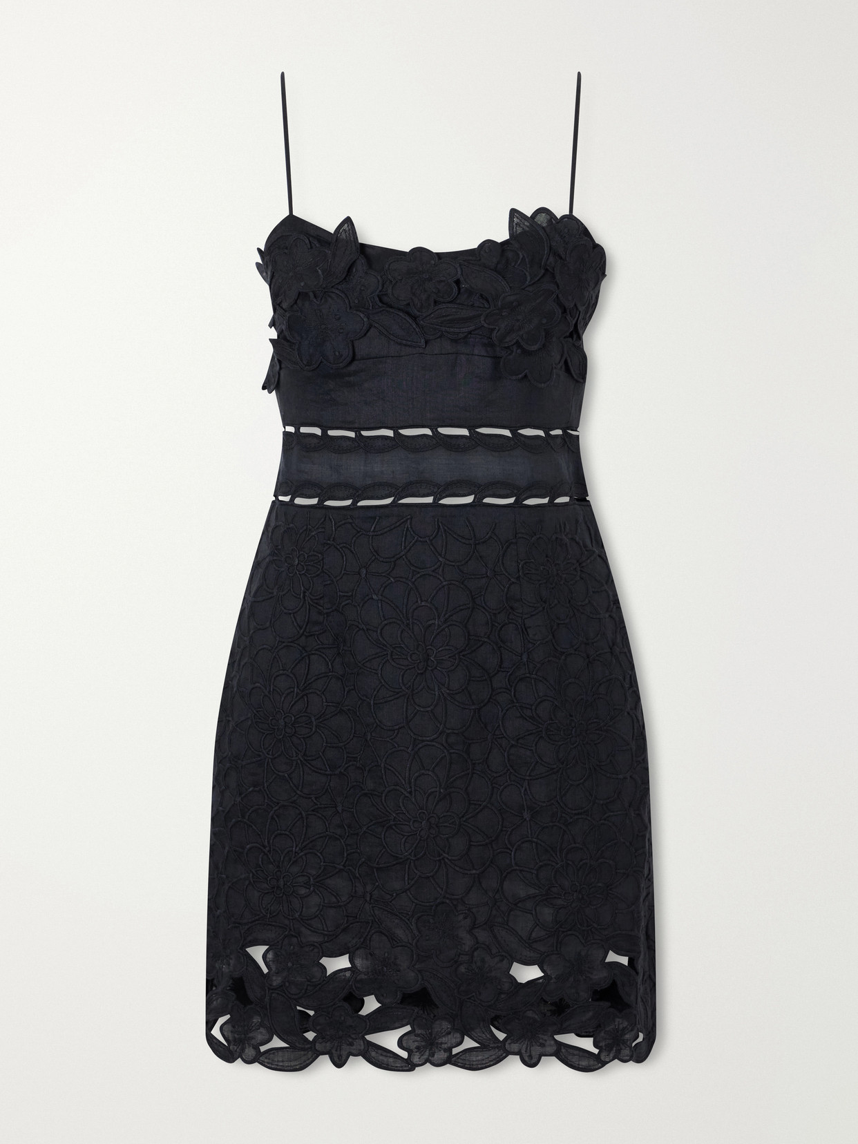 Isabel Marant Reola Embroidered Ramie Mini Dress In Black