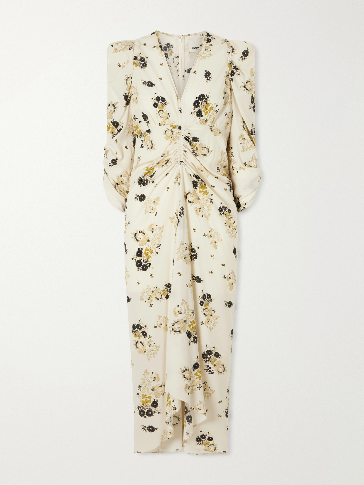 ISABEL MARANT - Albini Gathered Printed Silk-blend Midi Dress - Neutrals