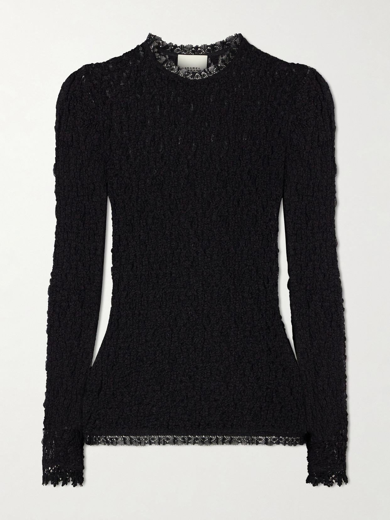 Isabel Marant Brany Scalloped Stretch-lace T-shirt In Black