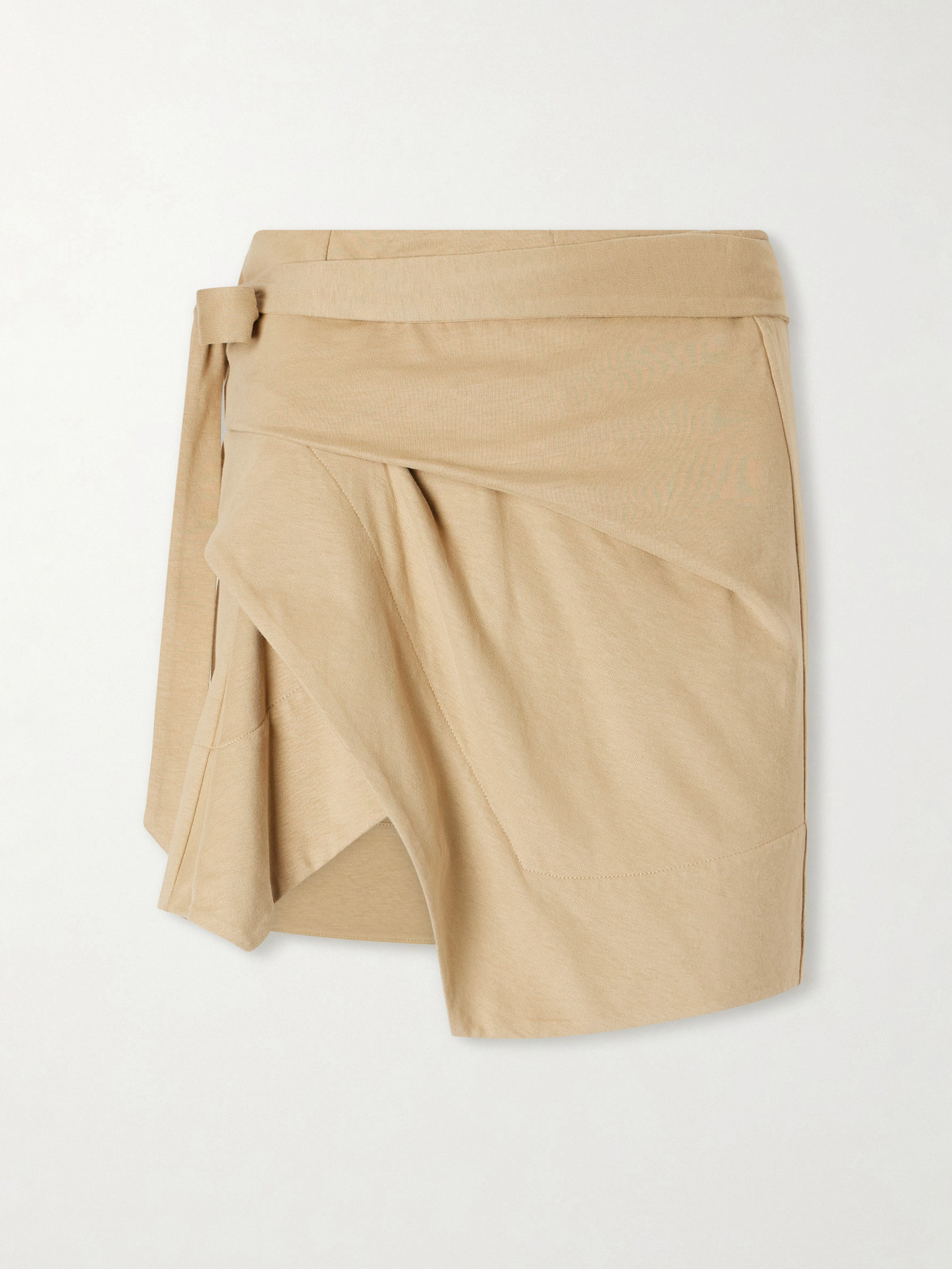 Isabel Marant Berenice Asymmetric Draped Cotton-jersey Mini Wrap Skirt In Brown