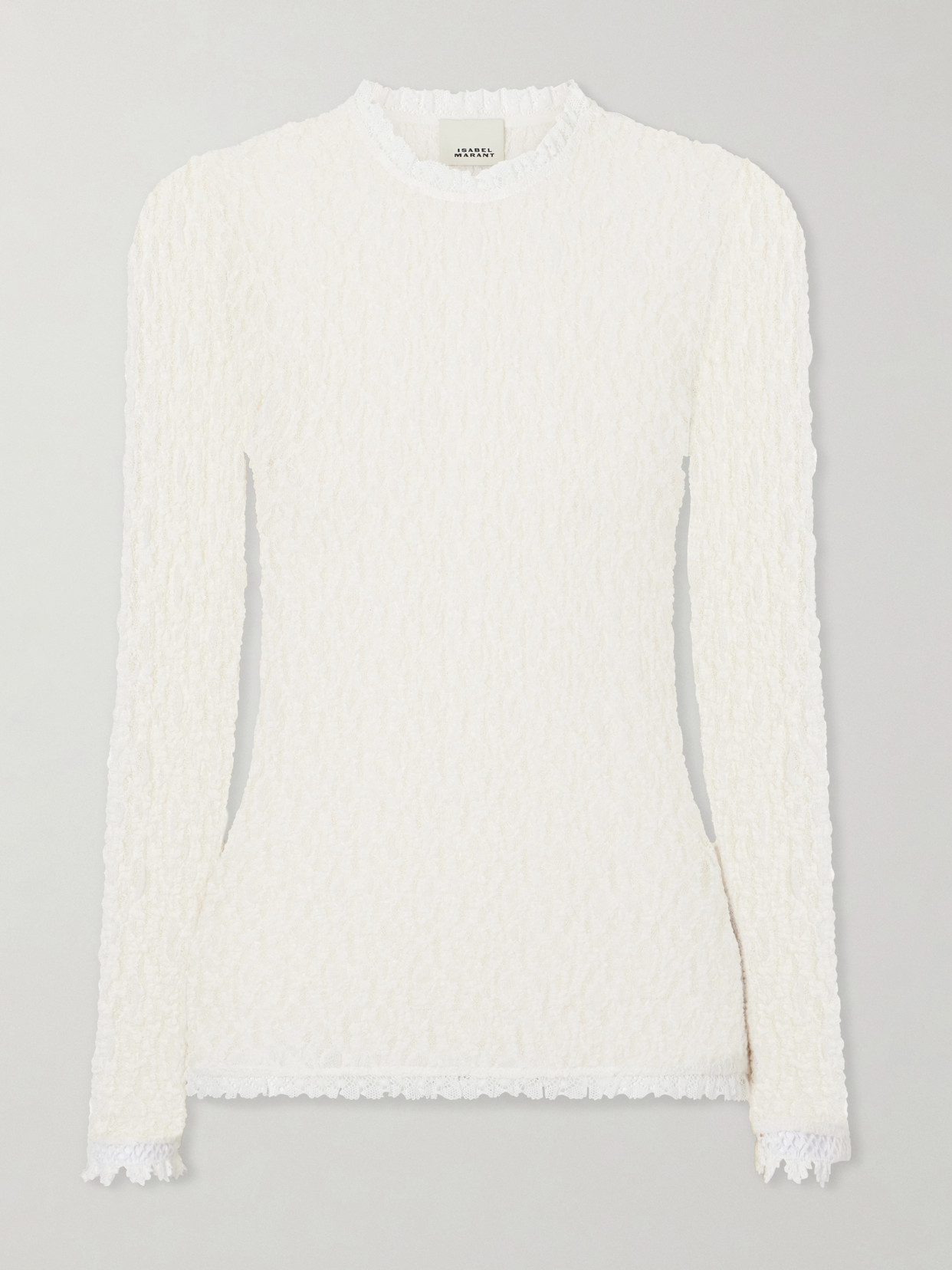 Isabel Marant Brany Scalloped Stretch-lace T-shirt In White