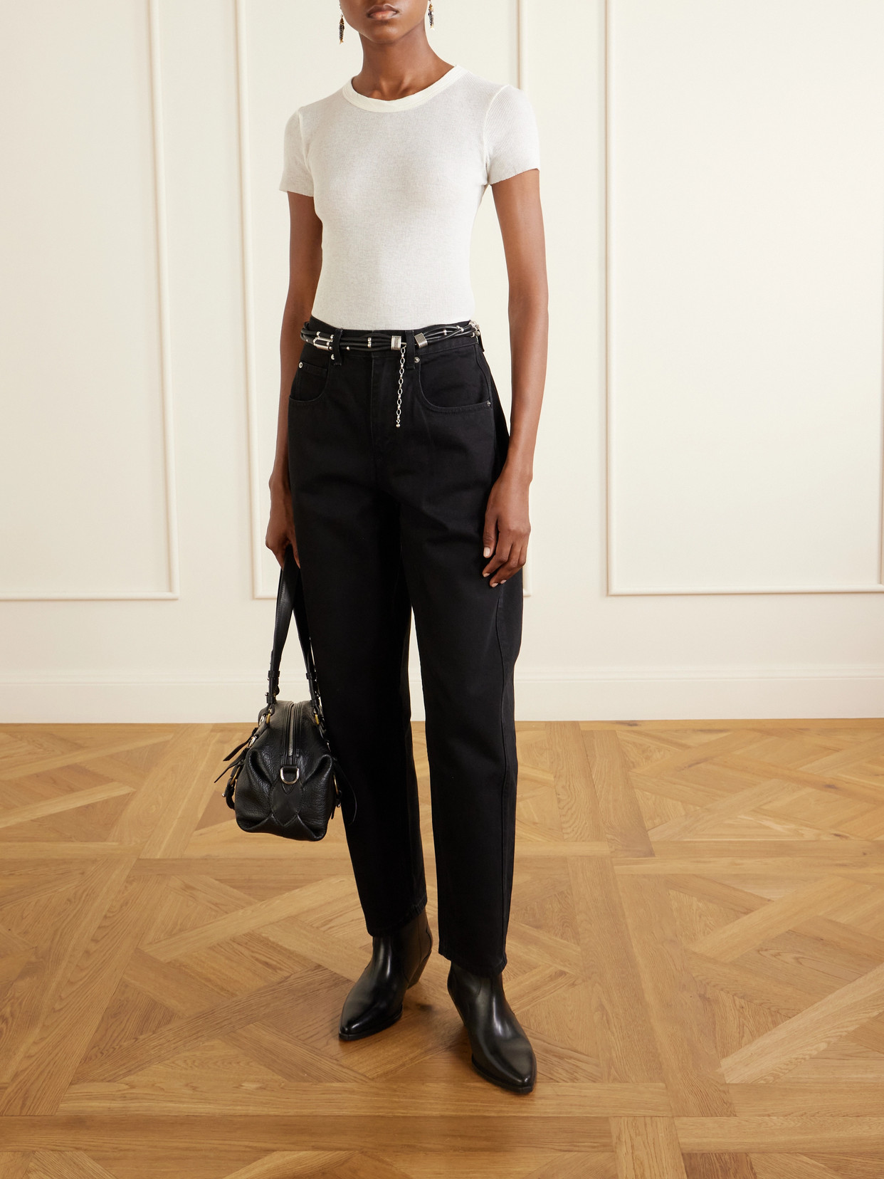 Oriane Logo-Debossed Mid-Rise Boyfriend Jeans