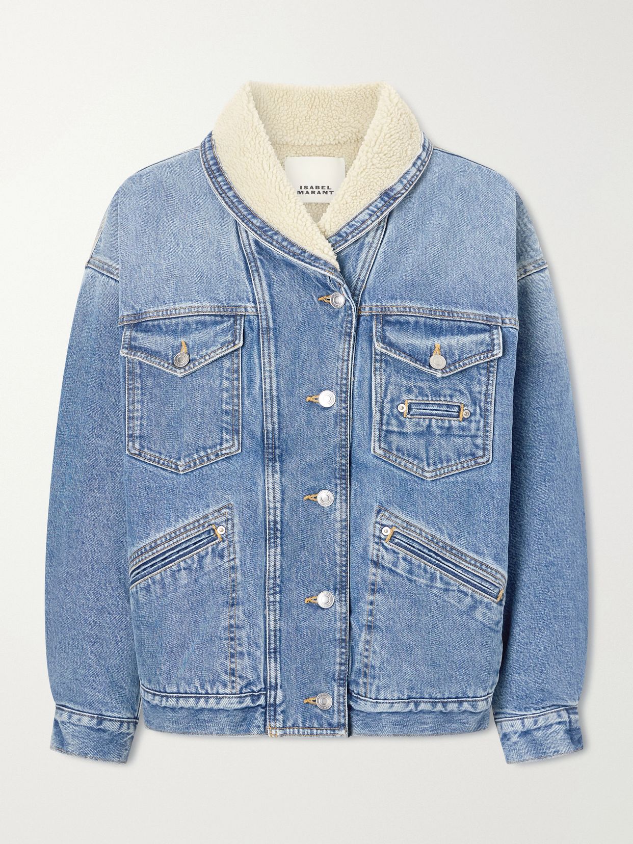 Pimia plush-trimmed denim jacket