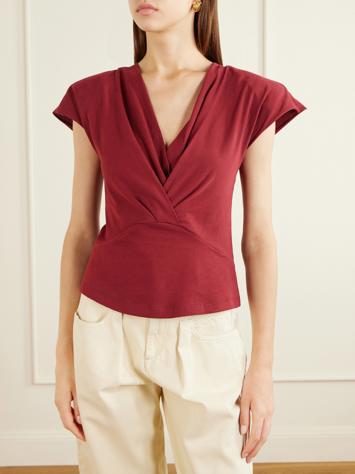 Nadrine Draped Cotton-Jersey T-Shirt
