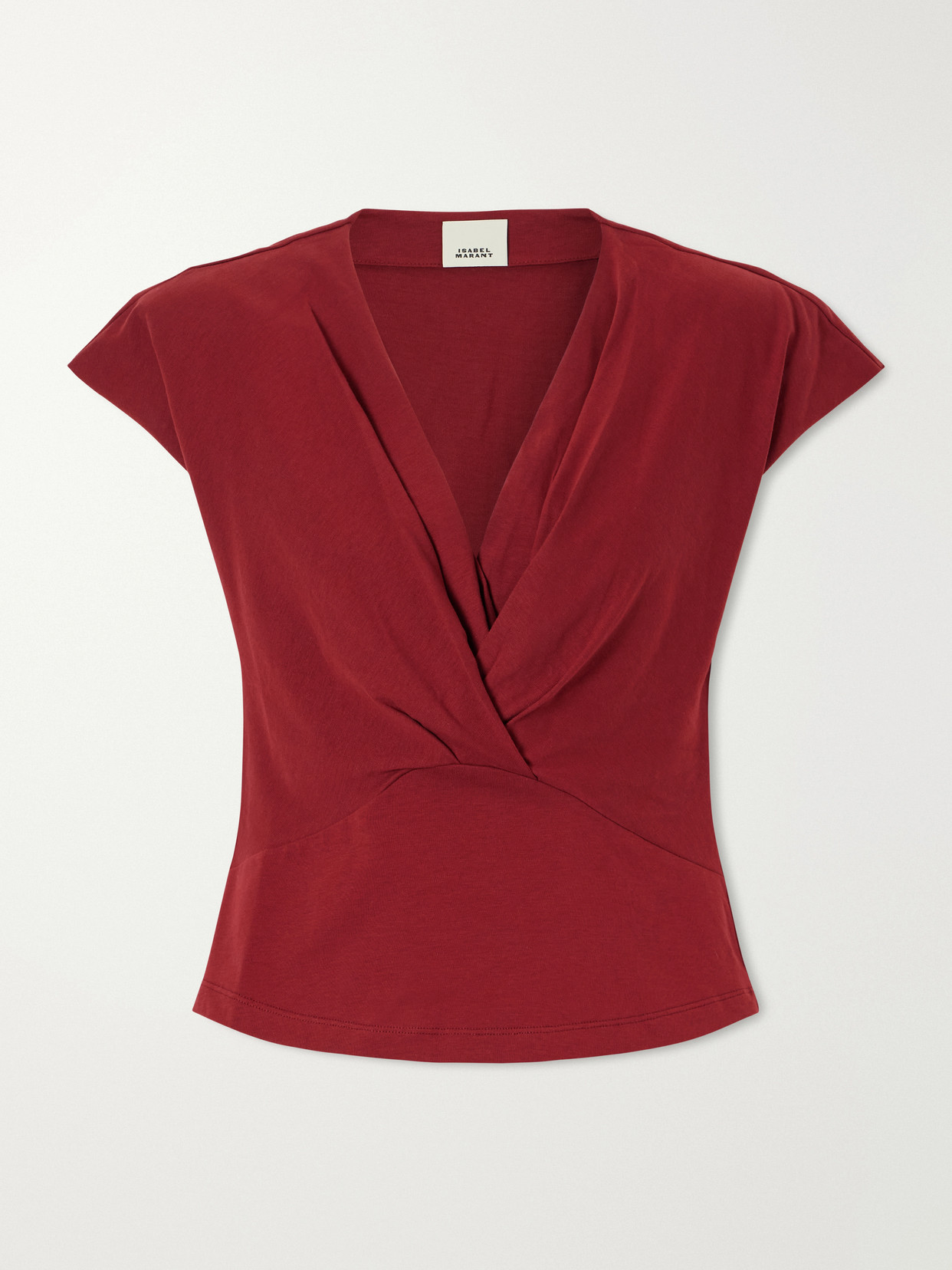 Isabel Marant Nadrine Draped Cotton-jersey T-shirt In Burgundy