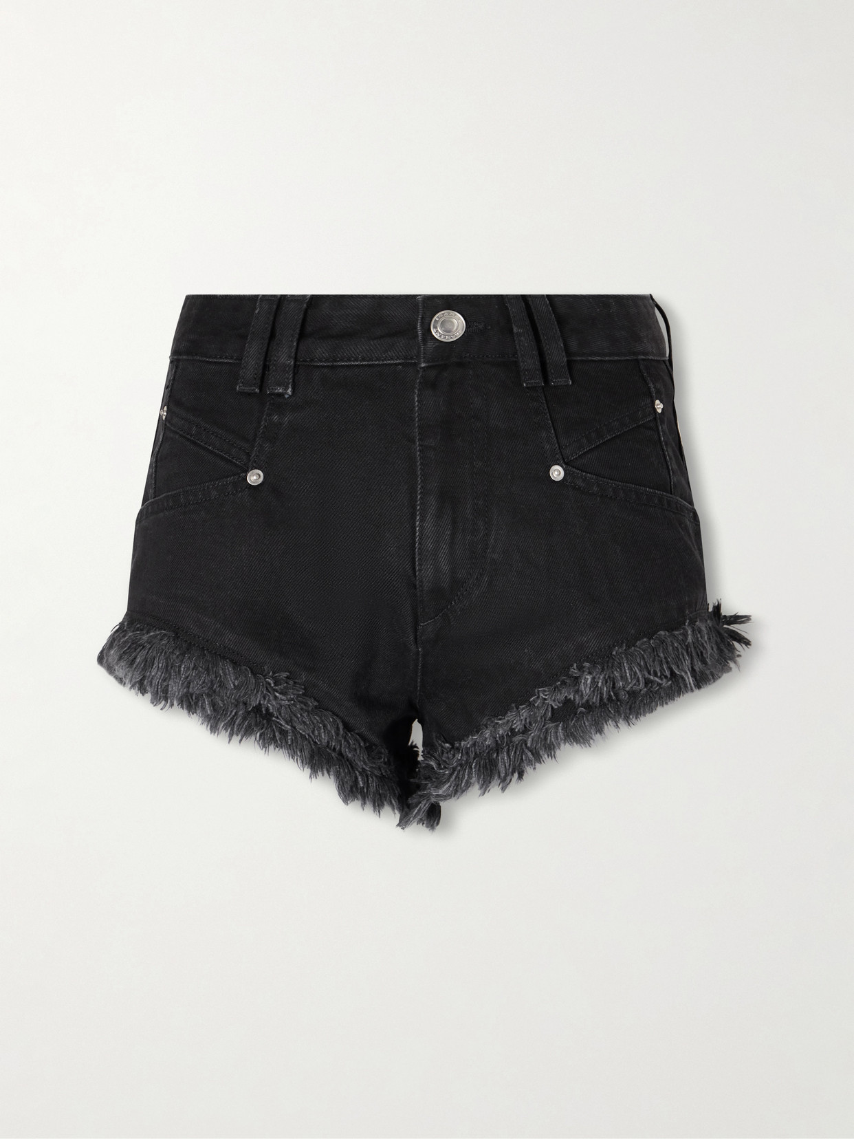 Isabel Marant Eneidala Frayed Denim Shorts In Black