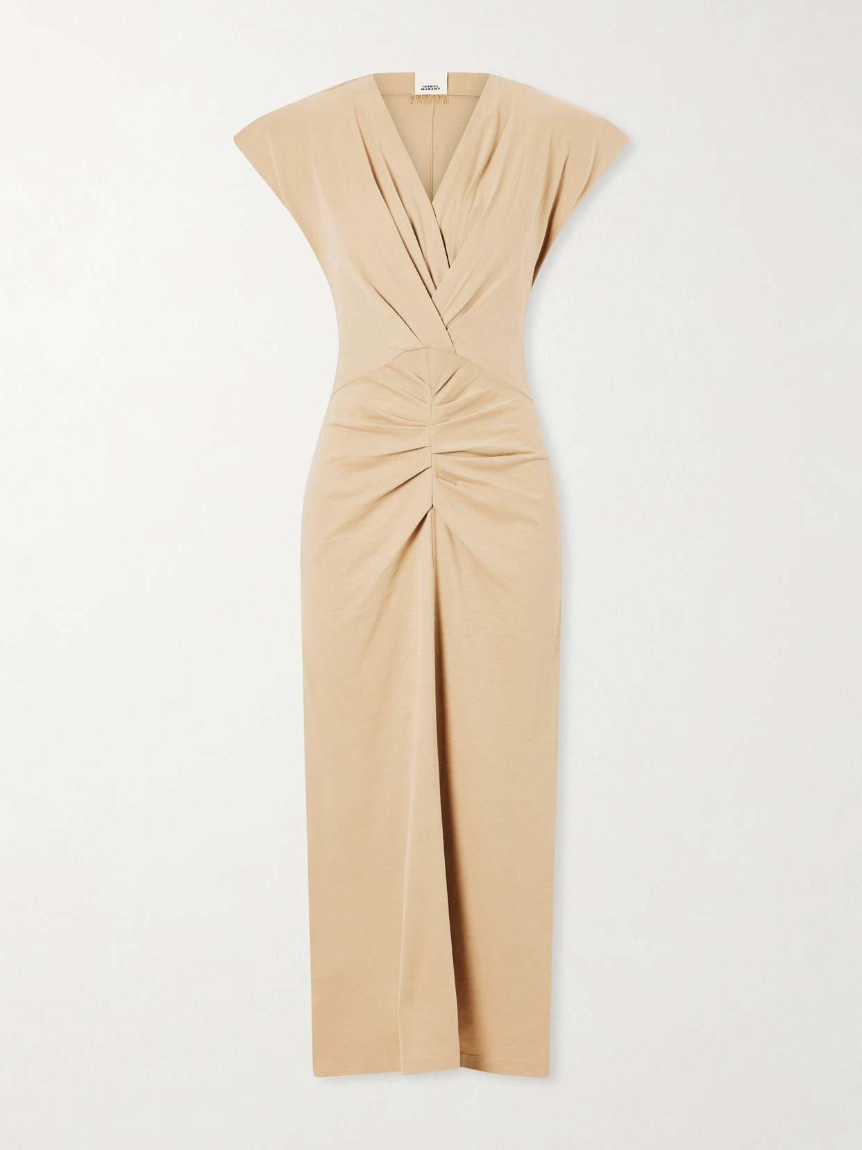 Isabel Marant Nadra Gathered Cotton Midi Dress In Neutrals