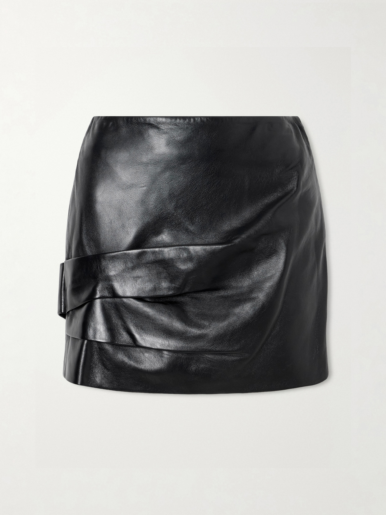 Isabel Marant Agnes Gathered Leather Mini Skirt In Black