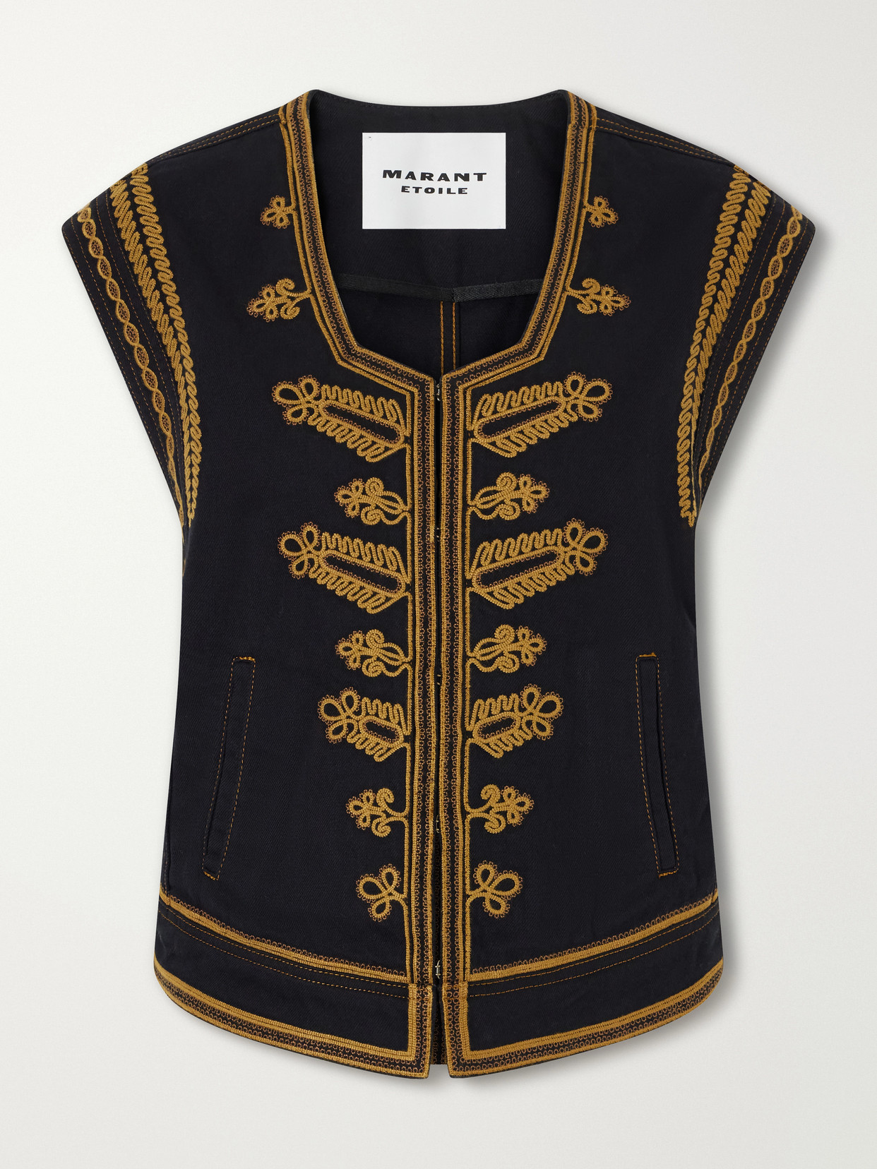 Isabel Marant Étoile Edmee Embroidered Cotton Vest In Black
